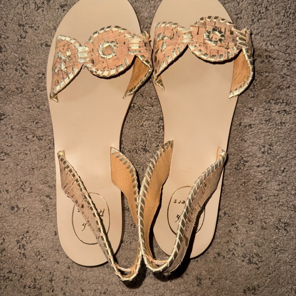 Jack Rogers Sandals Womens Sz 8.5 Gold Cork Slingback